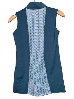 Hadley Sunshield Size S Teal Blue Horsebit Back Panel Riding Zip Sleeveless Top